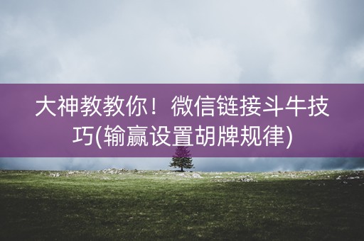 大神教教你！微信链接斗牛技巧(输赢设置胡牌规律)