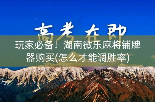 玩家必备！湖南微乐麻将铺牌器购买(怎么才能调胜率)