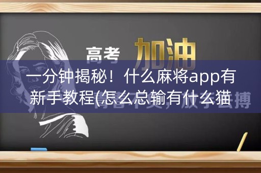 一分钟揭秘！什么麻将app有新手教程(怎么总输有什么猫腻)