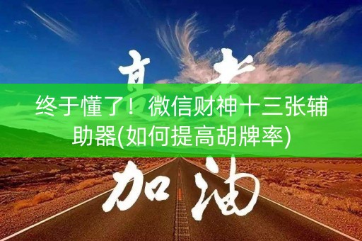 终于懂了！微信财神十三张辅助器(如何提高胡牌率)