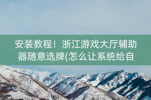 安装教程！浙江游戏大厅辅助器随意选牌(怎么让系统给自己好牌)
