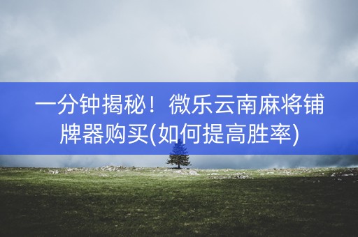 一分钟揭秘！微乐云南麻将铺牌器购买(如何提高胜率)