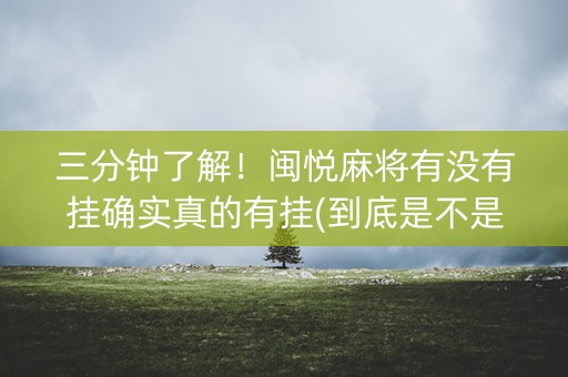 三分钟了解！闽悦麻将有没有挂确实真的有挂(到底是不是有挂)