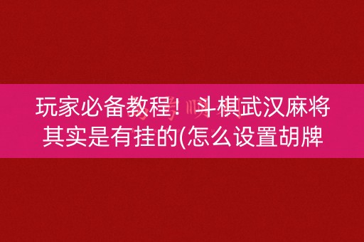 玩家必备教程！斗棋武汉麻将其实是有挂的(怎么设置胡牌)