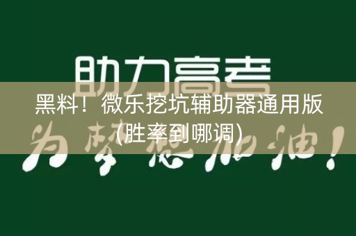 黑料！微乐挖坑辅助器通用版(胜率到哪调)