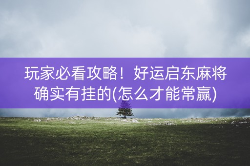 玩家必看攻略！好运启东麻将确实有挂的(怎么才能常赢)