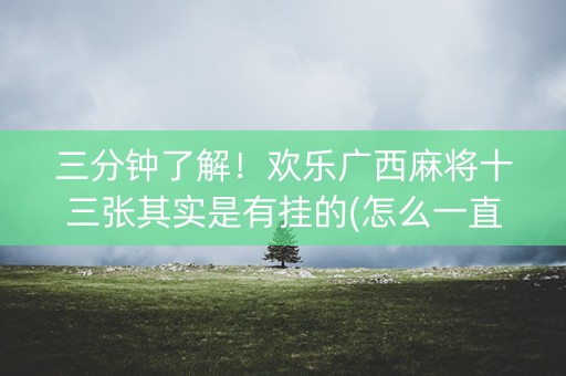 三分钟了解！欢乐广西麻将十三张其实是有挂的(怎么一直赢)