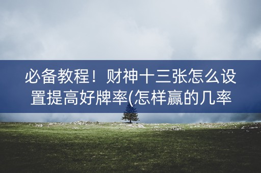 必备教程！财神十三张怎么设置提高好牌率(怎样赢的几率大)
