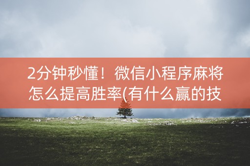 2分钟秒懂！微信小程序麻将怎么提高胜率(有什么赢的技巧)