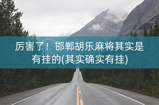 厉害了！邯郸胡乐麻将其实是有挂的(其实确实有挂)