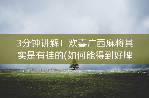 3分钟讲解！欢喜广西麻将其实是有挂的(如何能得到好牌)