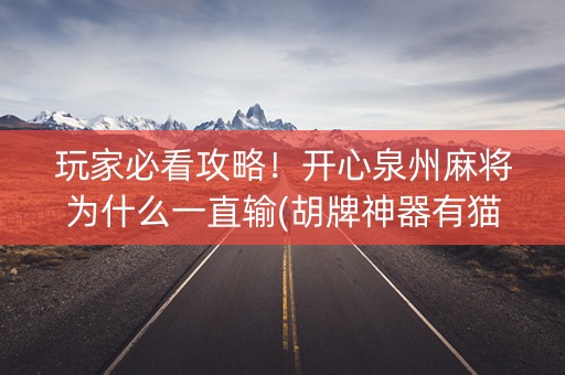 玩家必看攻略！开心泉州麻将为什么一直输(胡牌神器有猫腻吗)
