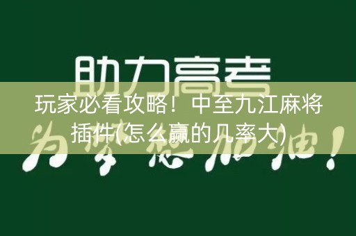 玩家必看攻略！中至九江麻将插件(怎么赢的几率大)