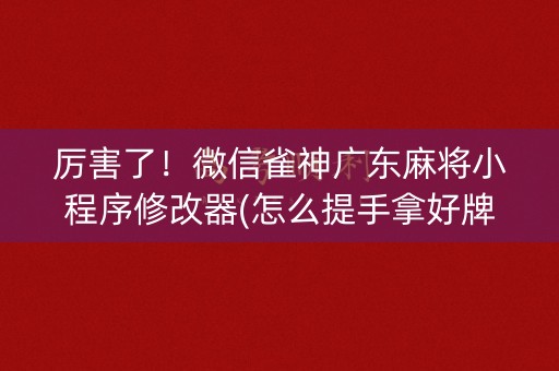 厉害了！微信雀神广东麻将小程序修改器(怎么提手拿好牌)