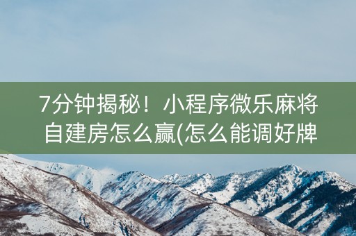 7分钟揭秘！小程序微乐麻将自建房怎么赢(怎么能调好牌)