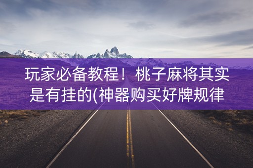 玩家必备教程！桃子麻将其实是有挂的(神器购买好牌规律)