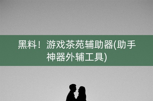 黑料！游戏茶苑辅助器(助手神器外辅工具)