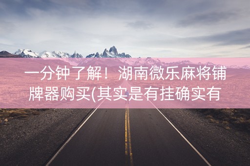 一分钟了解！湖南微乐麻将铺牌器购买(其实是有挂确实有挂)