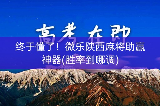 终于懂了！微乐陕西麻将助赢神器(胜率到哪调)