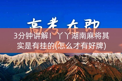 3分钟讲解！丫丫湖南麻将其实是有挂的(怎么才有好牌)