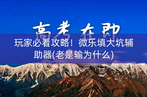 玩家必看攻略！微乐填大坑辅助器(老是输为什么)