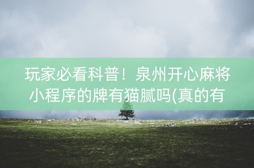玩家必看科普！泉州开心麻将小程序的牌有猫腻吗(真的有挂)