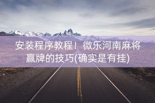安装程序教程！微乐河南麻将赢牌的技巧(确实是有挂)