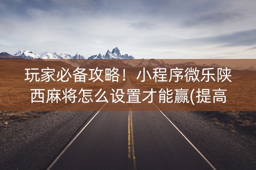 玩家必备攻略！小程序微乐陕西麻将怎么设置才能赢(提高胜率软件)