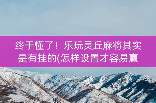 终于懂了！乐玩灵丘麻将其实是有挂的(怎样设置才容易赢)