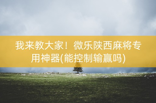 我来教大家！微乐陕西麻将专用神器(能控制输赢吗)