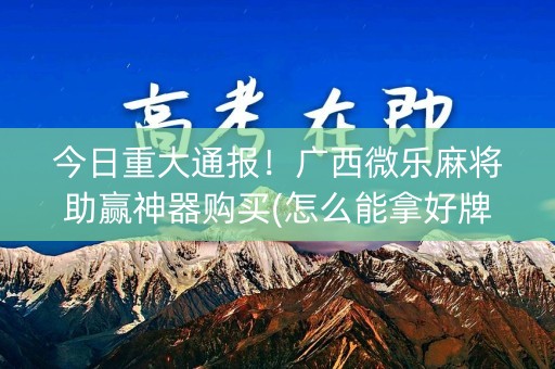 今日重大通报！广西微乐麻将助赢神器购买(怎么能拿好牌)