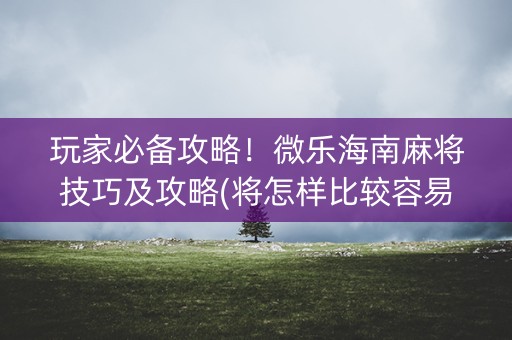 玩家必备攻略！微乐海南麻将技巧及攻略(将怎样比较容易赢)
