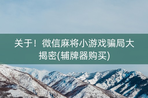 关于！微信麻将小游戏骗局大揭密(辅牌器购买)