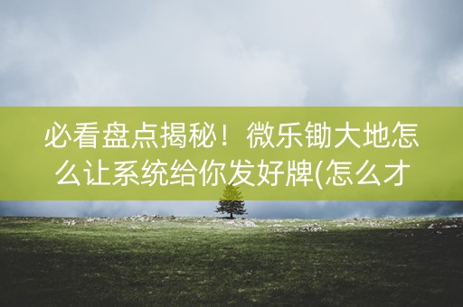 必看盘点揭秘！微乐锄大地怎么让系统给你发好牌(怎么才能调胜率)
