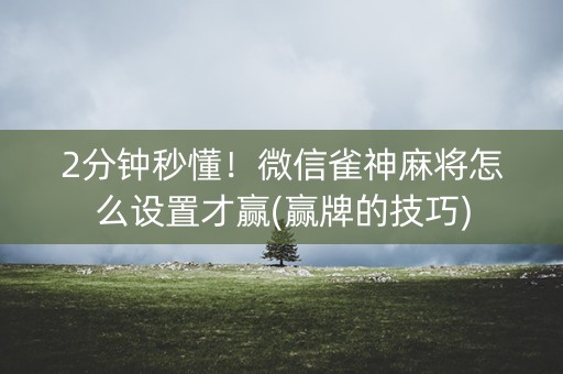 2分钟秒懂！微信雀神麻将怎么设置才赢(赢牌的技巧)