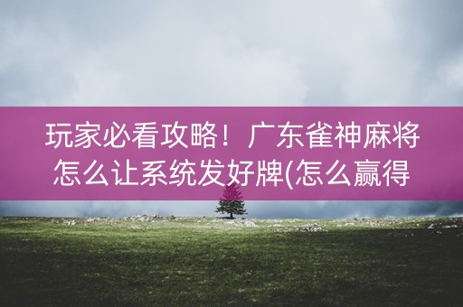 玩家必看攻略！广东雀神麻将怎么让系统发好牌(怎么赢得多)