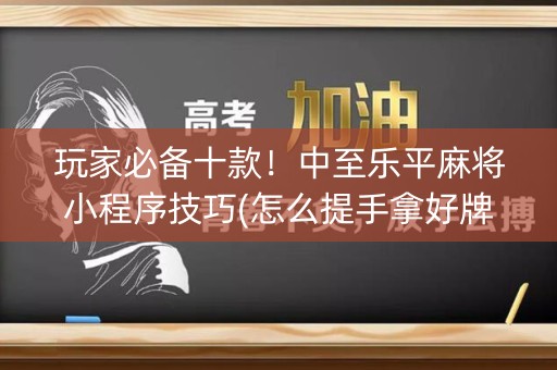 玩家必备十款！中至乐平麻将小程序技巧(怎么提手拿好牌)