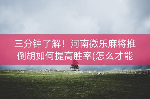 三分钟了解！河南微乐麻将推倒胡如何提高胜率(怎么才能赢)