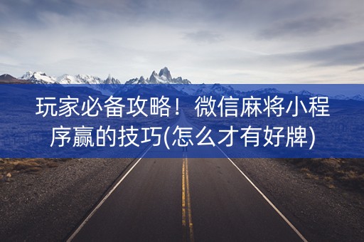 玩家必备攻略！微信麻将小程序赢的技巧(怎么才有好牌)