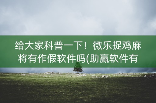 给大家科普一下！微乐捉鸡麻将有作假软件吗(助赢软件有规律吗)