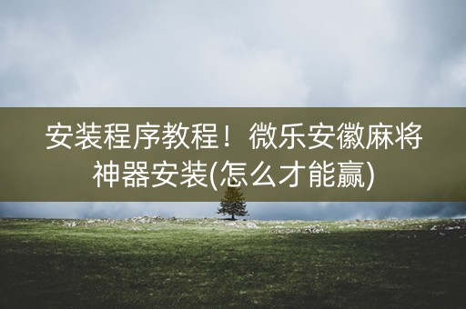 安装程序教程！微乐安徽麻将神器安装(怎么才能赢)