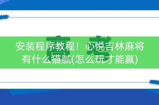 安装程序教程！心悦吉林麻将有什么猫腻(怎么玩才能赢)