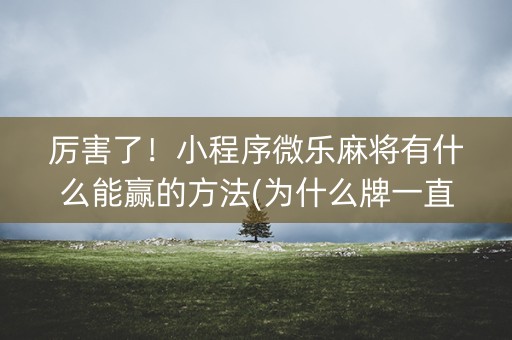 厉害了！小程序微乐麻将有什么能赢的方法(为什么牌一直很差)