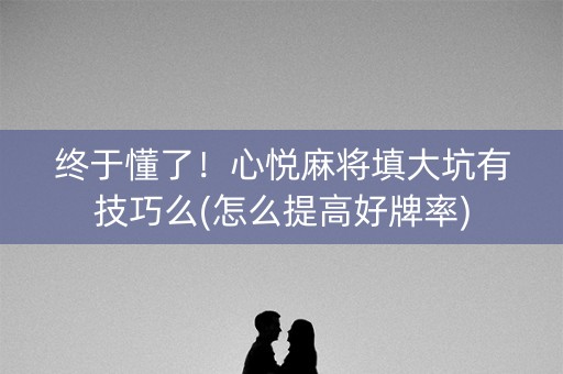 终于懂了！心悦麻将填大坑有技巧么(怎么提高好牌率)