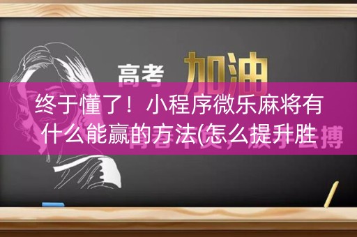 终于懂了！小程序微乐麻将有什么能赢的方法(怎么提升胜率)
