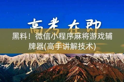 黑料！微信小程序麻将游戏辅牌器(高手讲解技术)