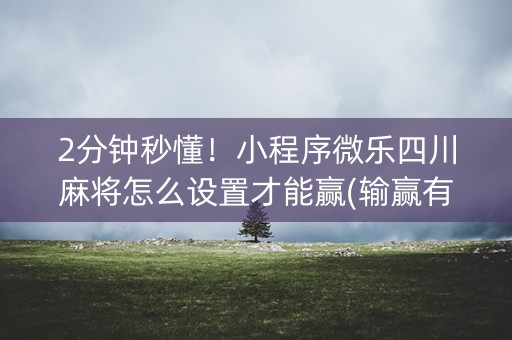 2分钟秒懂！小程序微乐四川麻将怎么设置才能赢(输赢有规律)