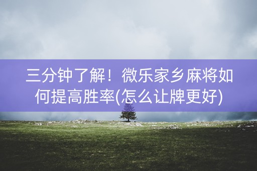 三分钟了解！微乐家乡麻将如何提高胜率(怎么让牌更好)