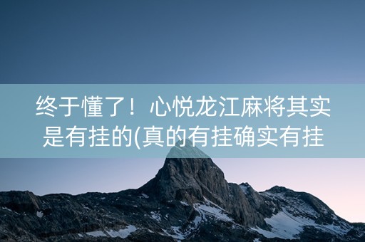 终于懂了！心悦龙江麻将其实是有挂的(真的有挂确实有挂)