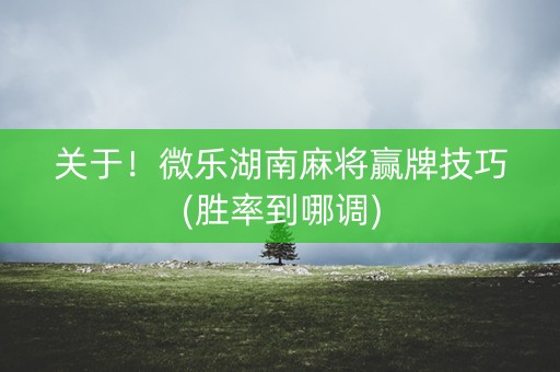 关于！微乐湖南麻将赢牌技巧(胜率到哪调)